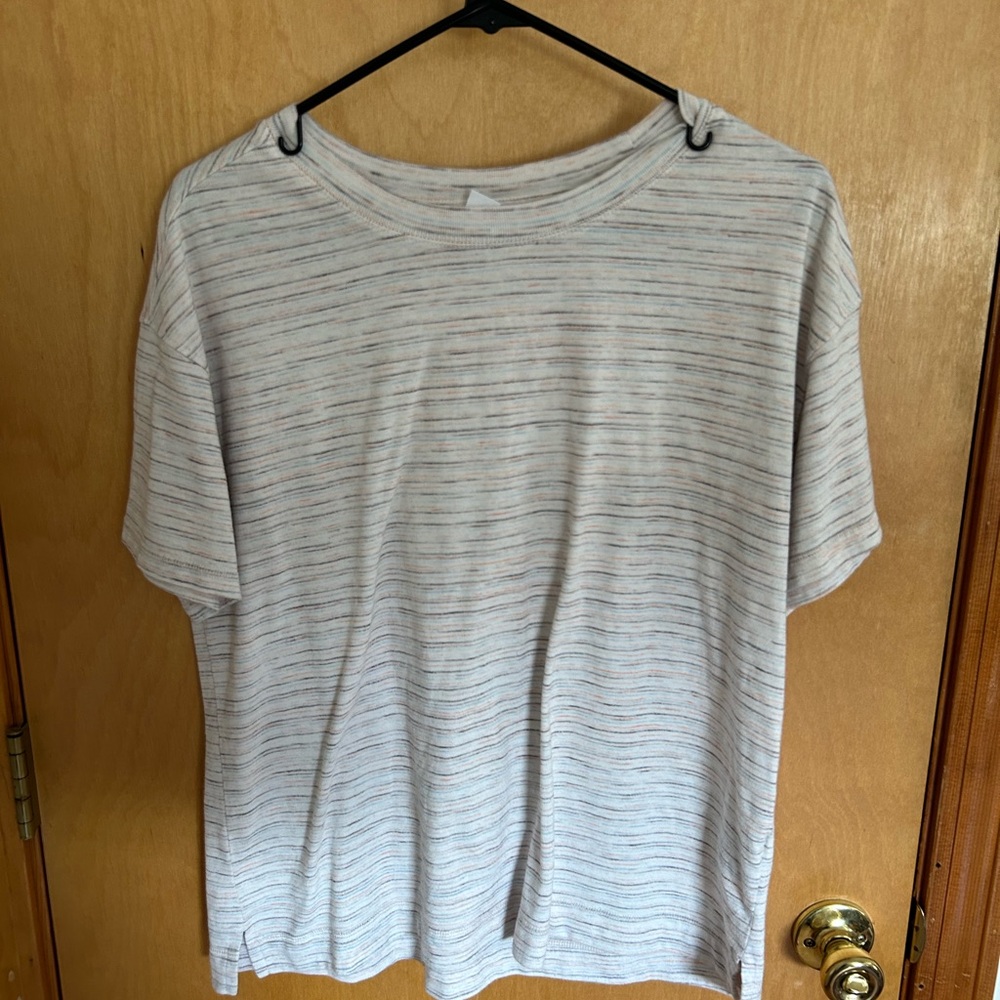 Striped Lightweight Tee - white with multicolored stripes